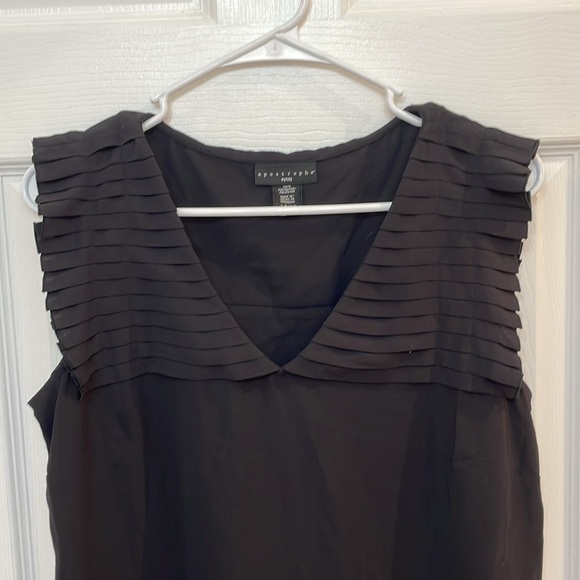 •APOSTROPHE• black sleeveless v-neck blouse LIKE NEW // size PL - Picture 1 of 14